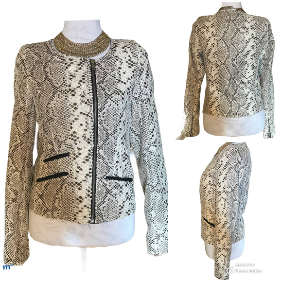 Olivaceous Jackets & Blazers - Olivaceous Full Zip Python Skin Jacket